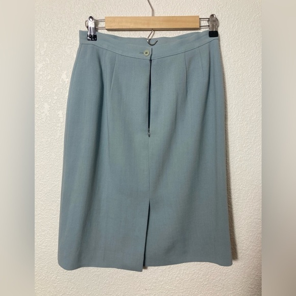 Giorgio Armani 100% wool aqua blue A line straight pencil skirt midi 6 Italy - Picture 3 of 6